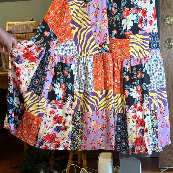 NWOT-SHEIN Multicolor Patchwork Maxi Dress - Picture 8 of 9